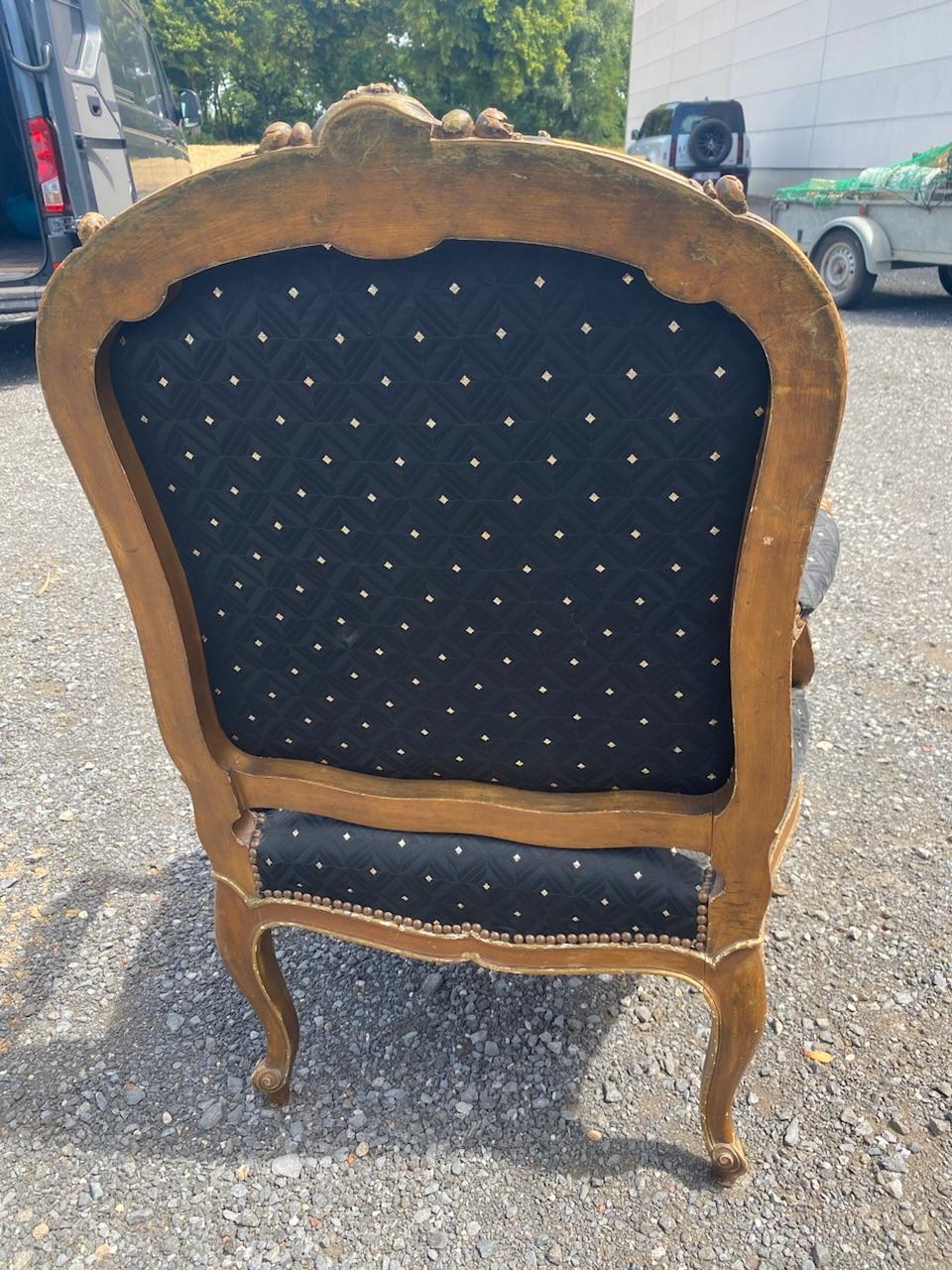 Upholstery French Giltwood Bergere Arm Chair For Sale