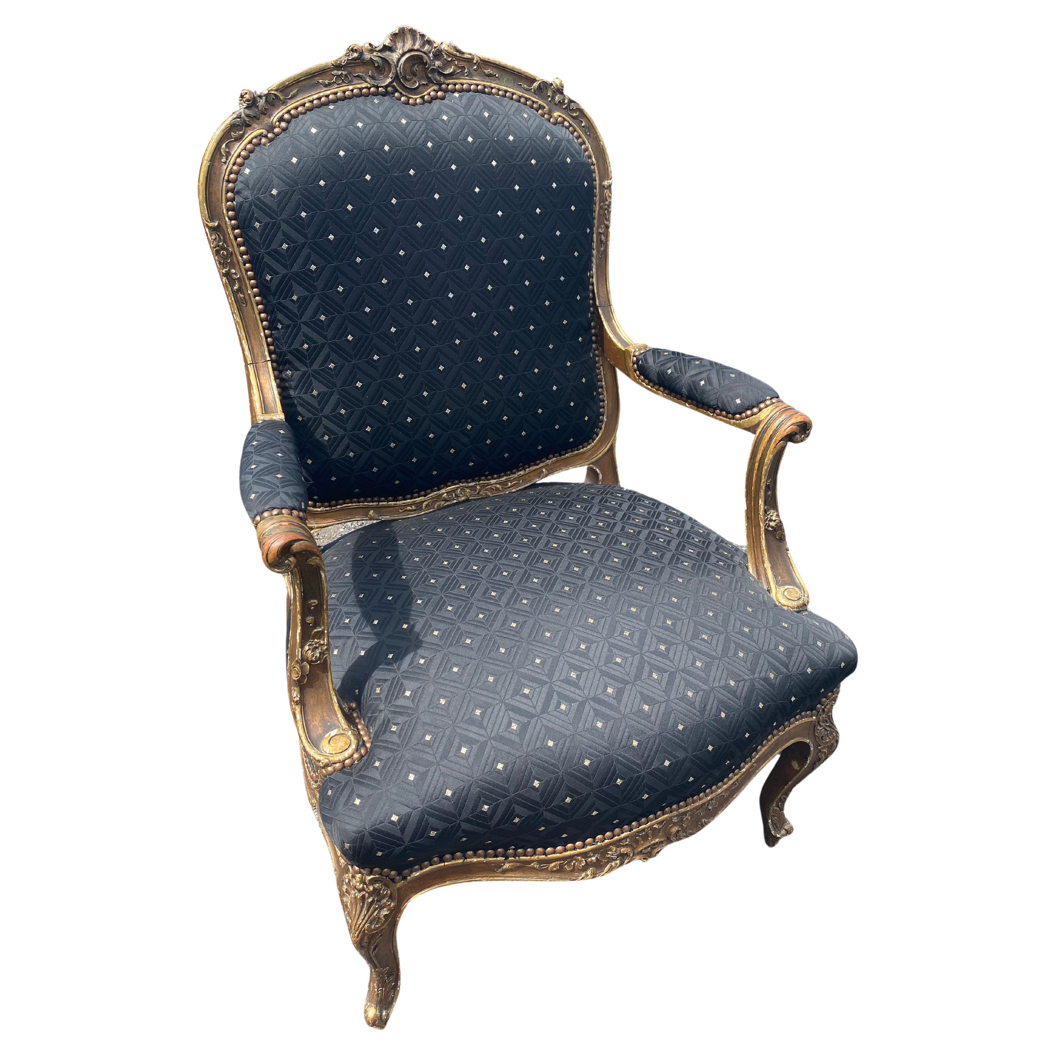 French Giltwood Bergere Arm Chair For Sale