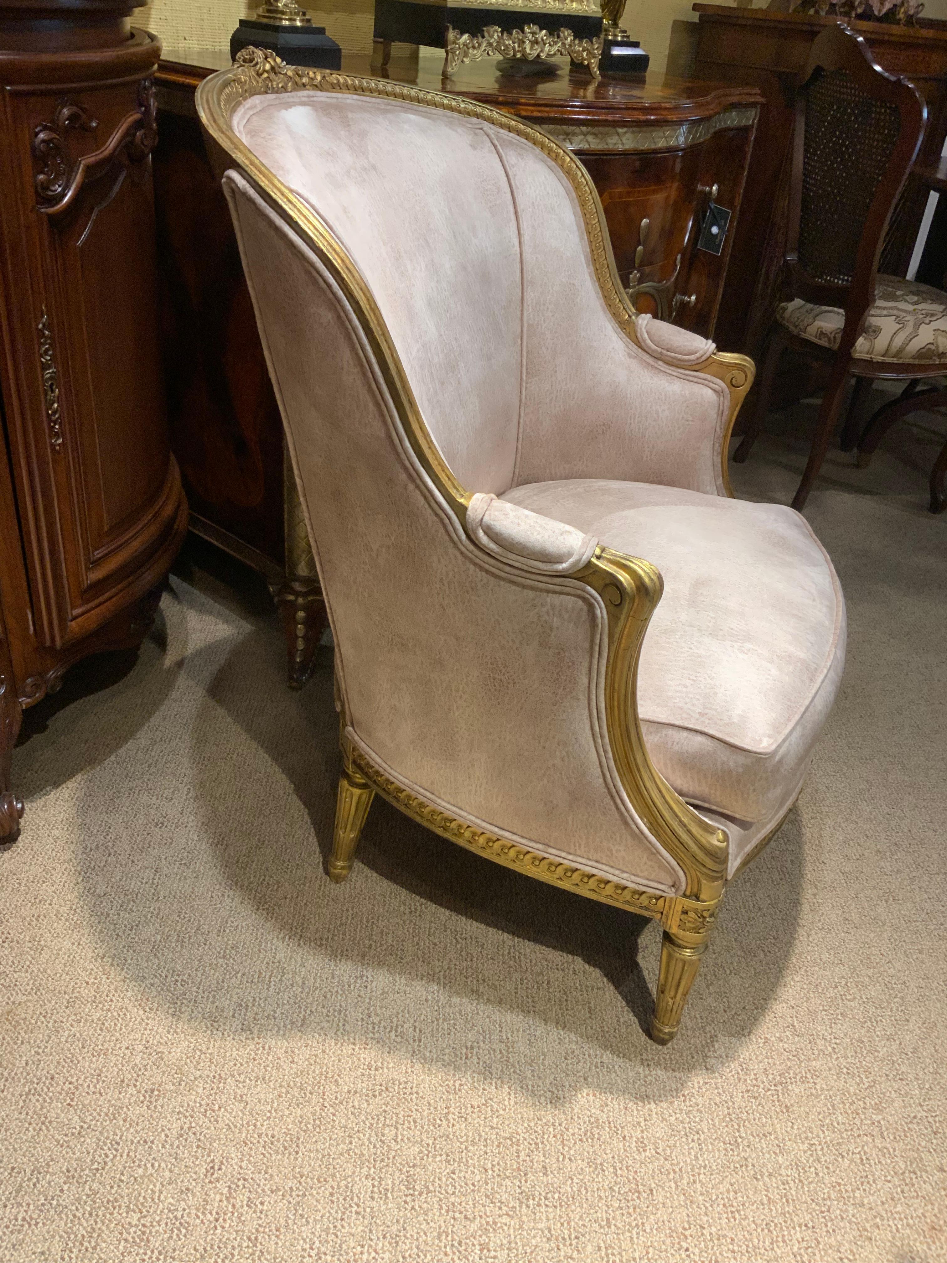 Louis XVI French Giltwood Bergere Chair, 19th Century For Sale