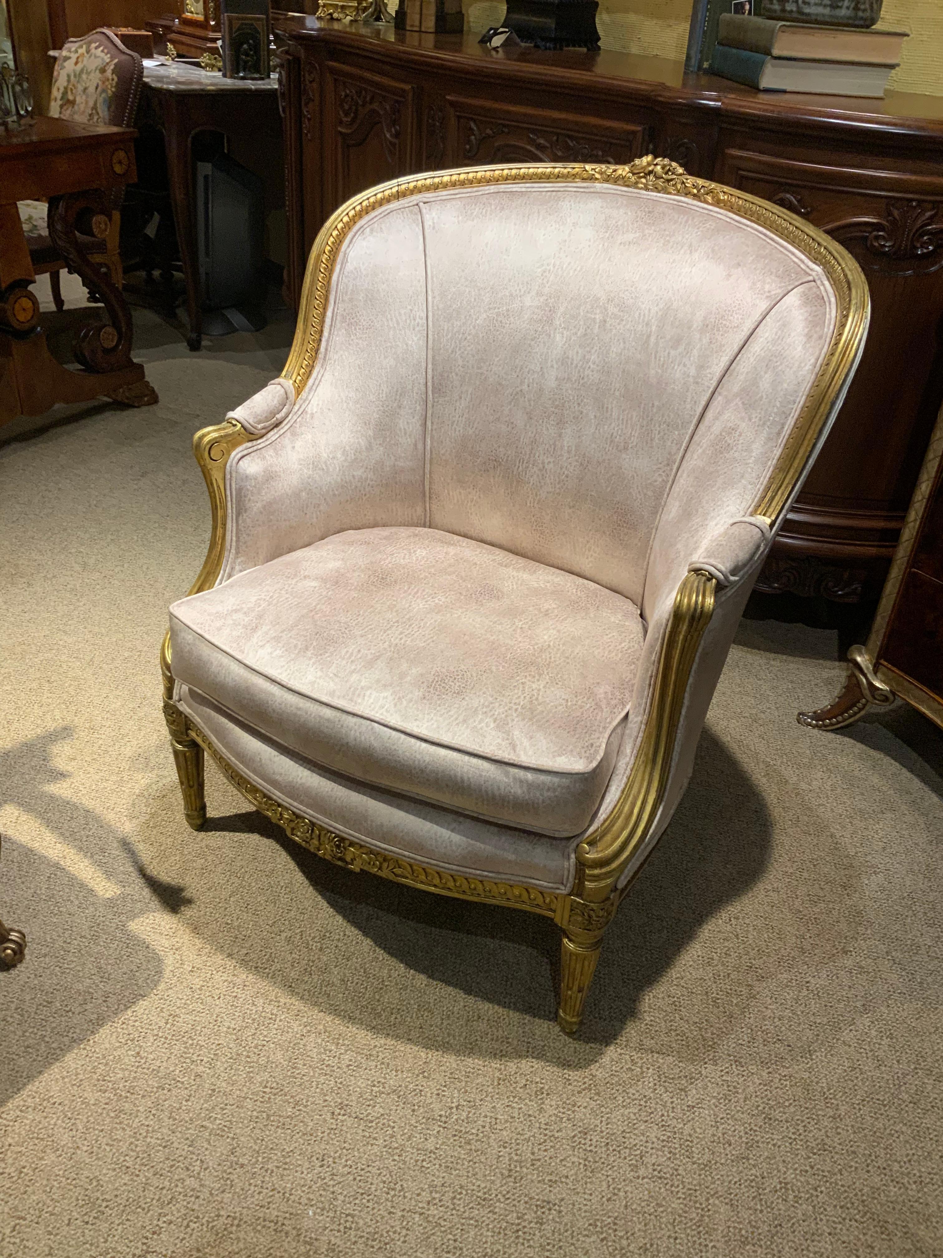 French Giltwood Bergere Chair, 19th Century For Sale 3