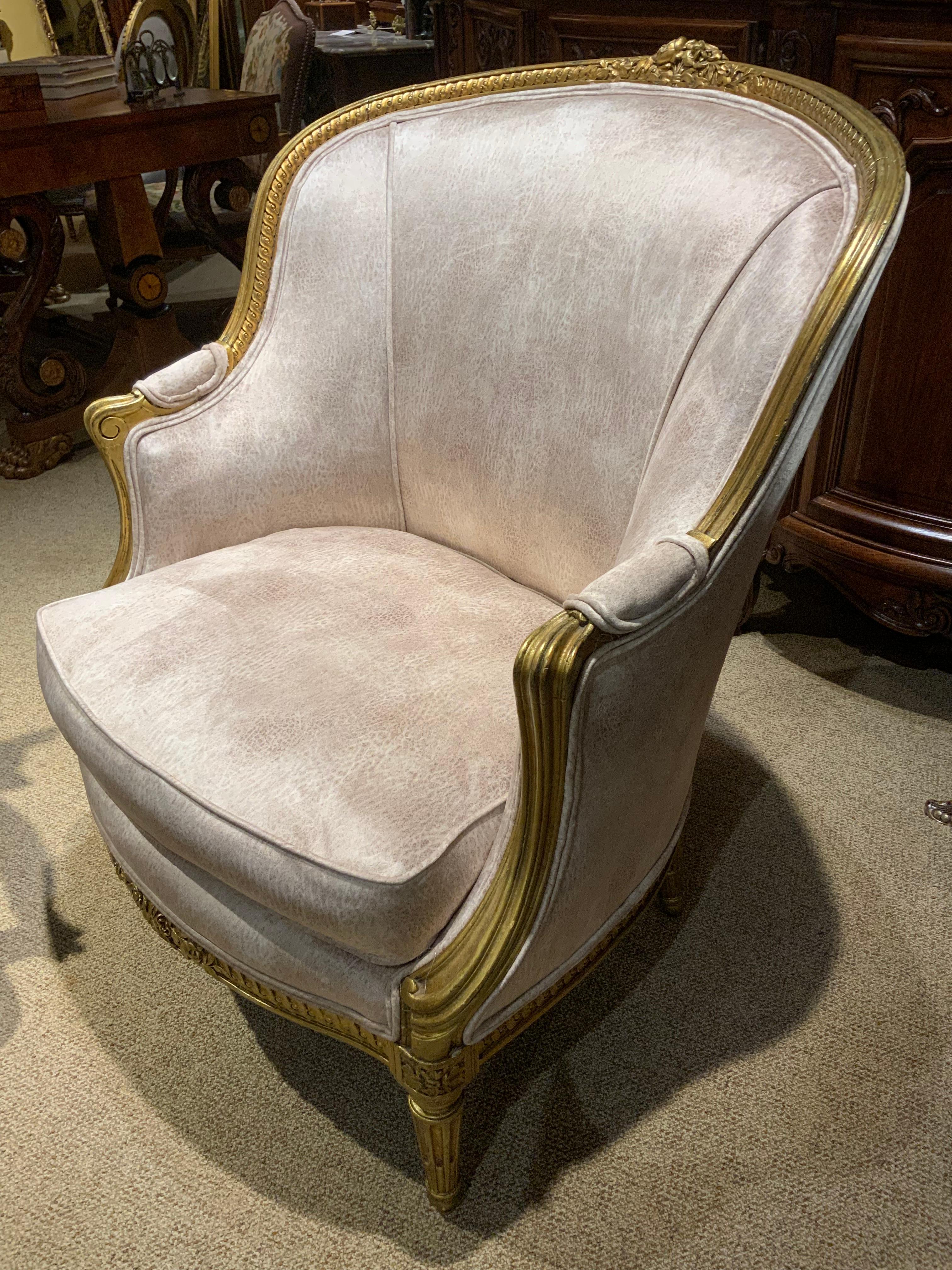 French Giltwood Bergere Chair, 19th Century For Sale 4