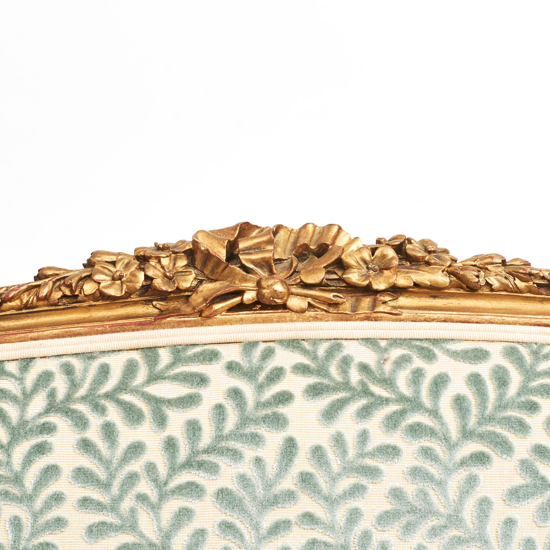 Fabric French Giltwood Canapé Sofa in Louis XVI Style, circa 1860