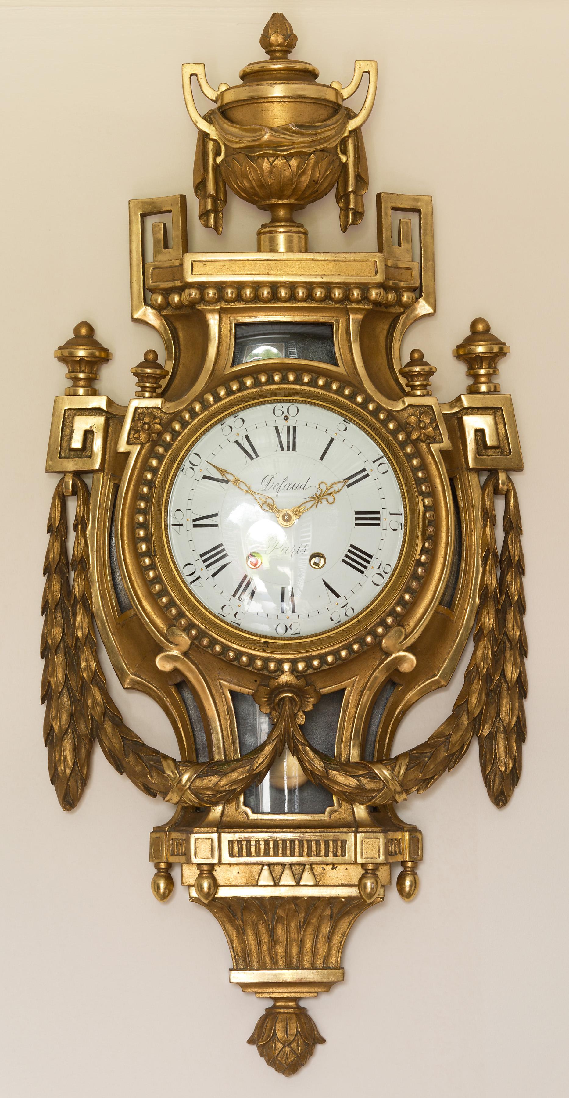 French Giltwood Cartel Clock by Defaud, Paris In Good Condition In Norwich, GB