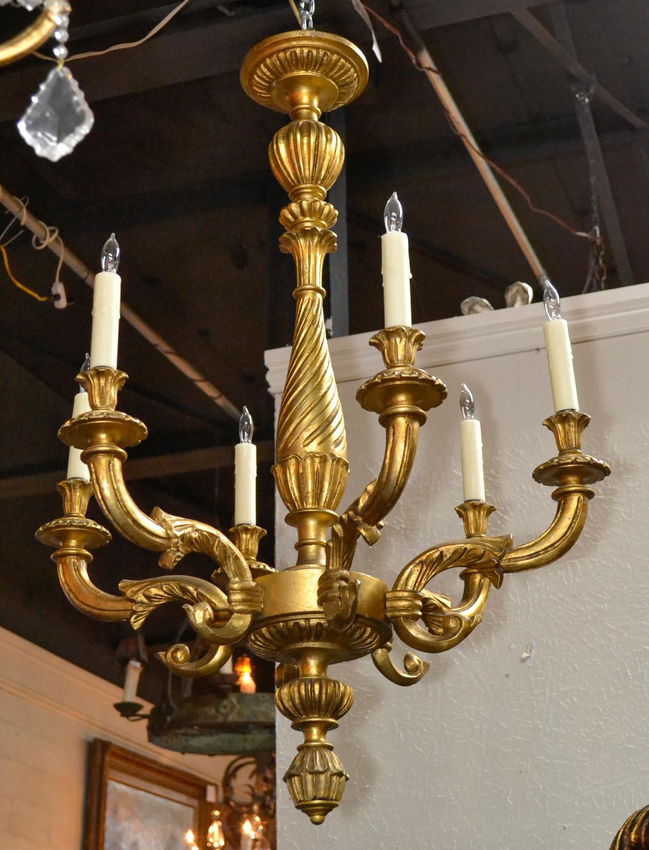 French Giltwood Chandelier In Good Condition In Dallas, TX