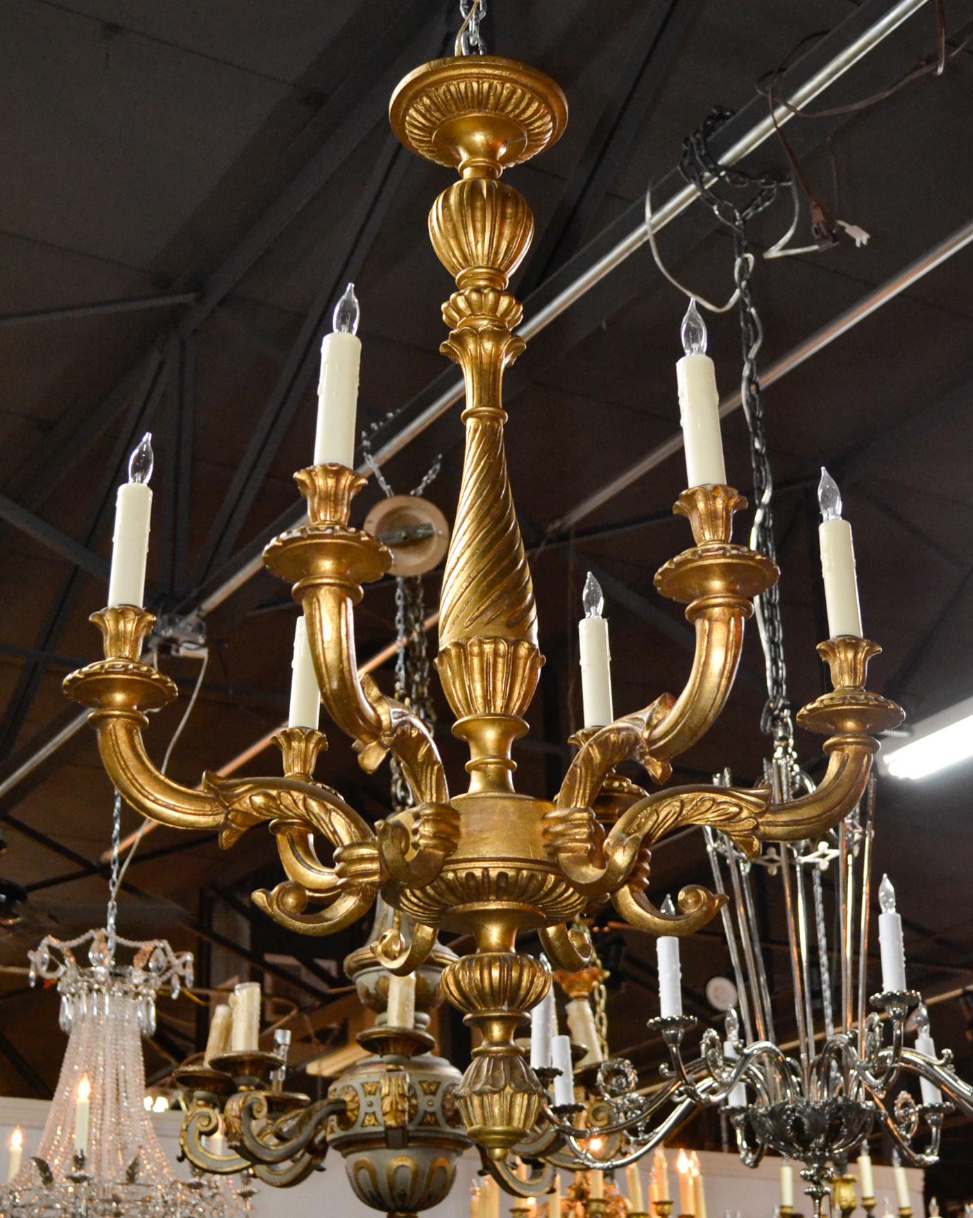 French Giltwood Chandelier 1