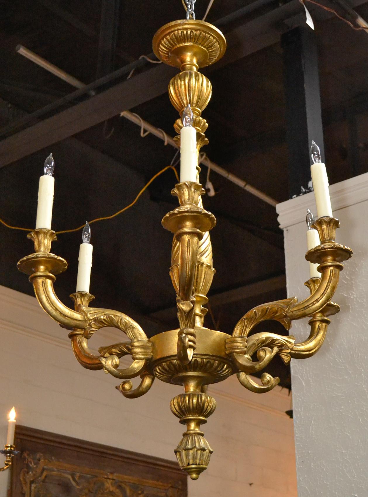 French Giltwood Chandelier 3