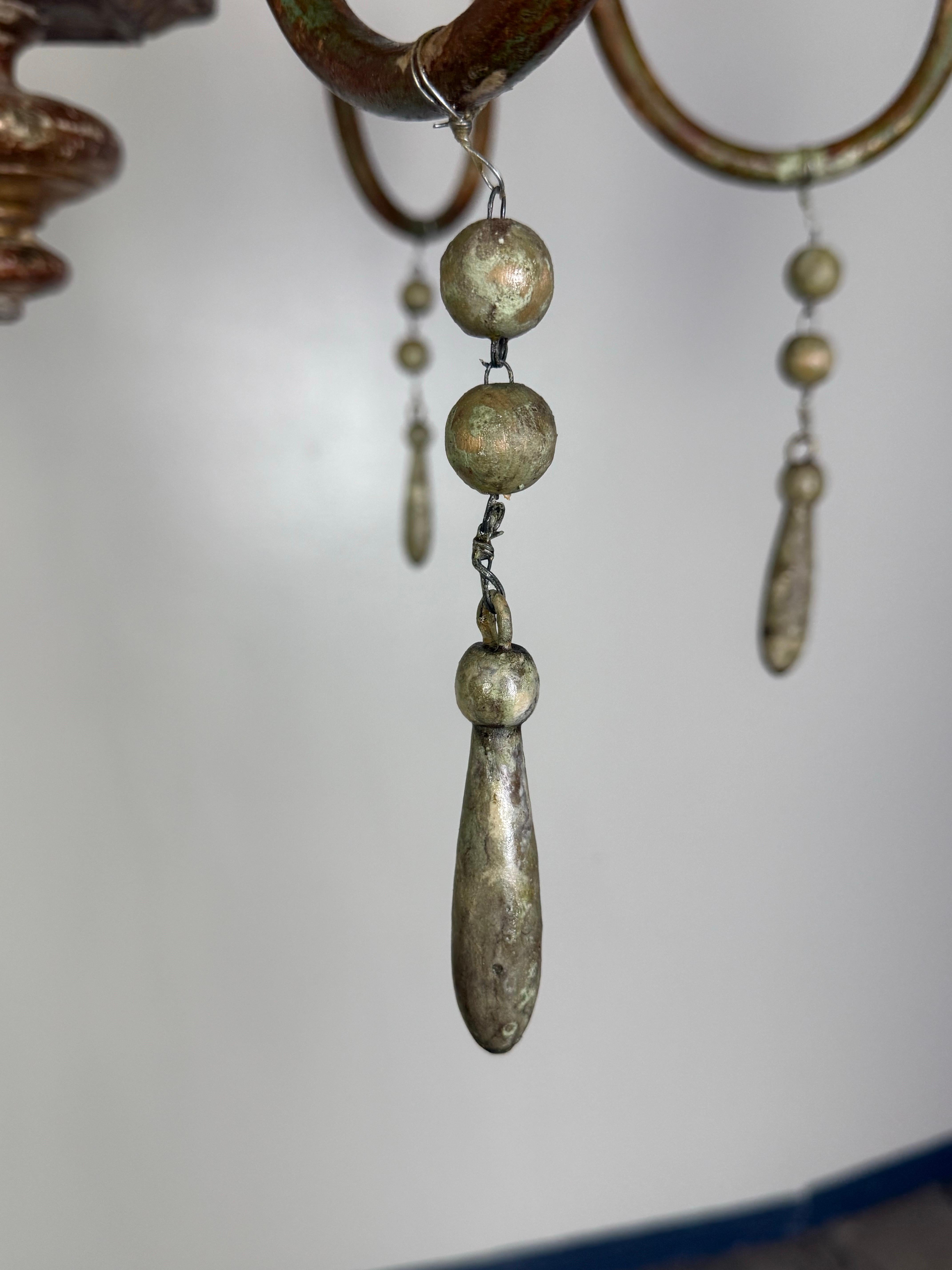 French Provincial French Giltwood Chandelier w/ Wood Tassels-Pair is Available For Sale