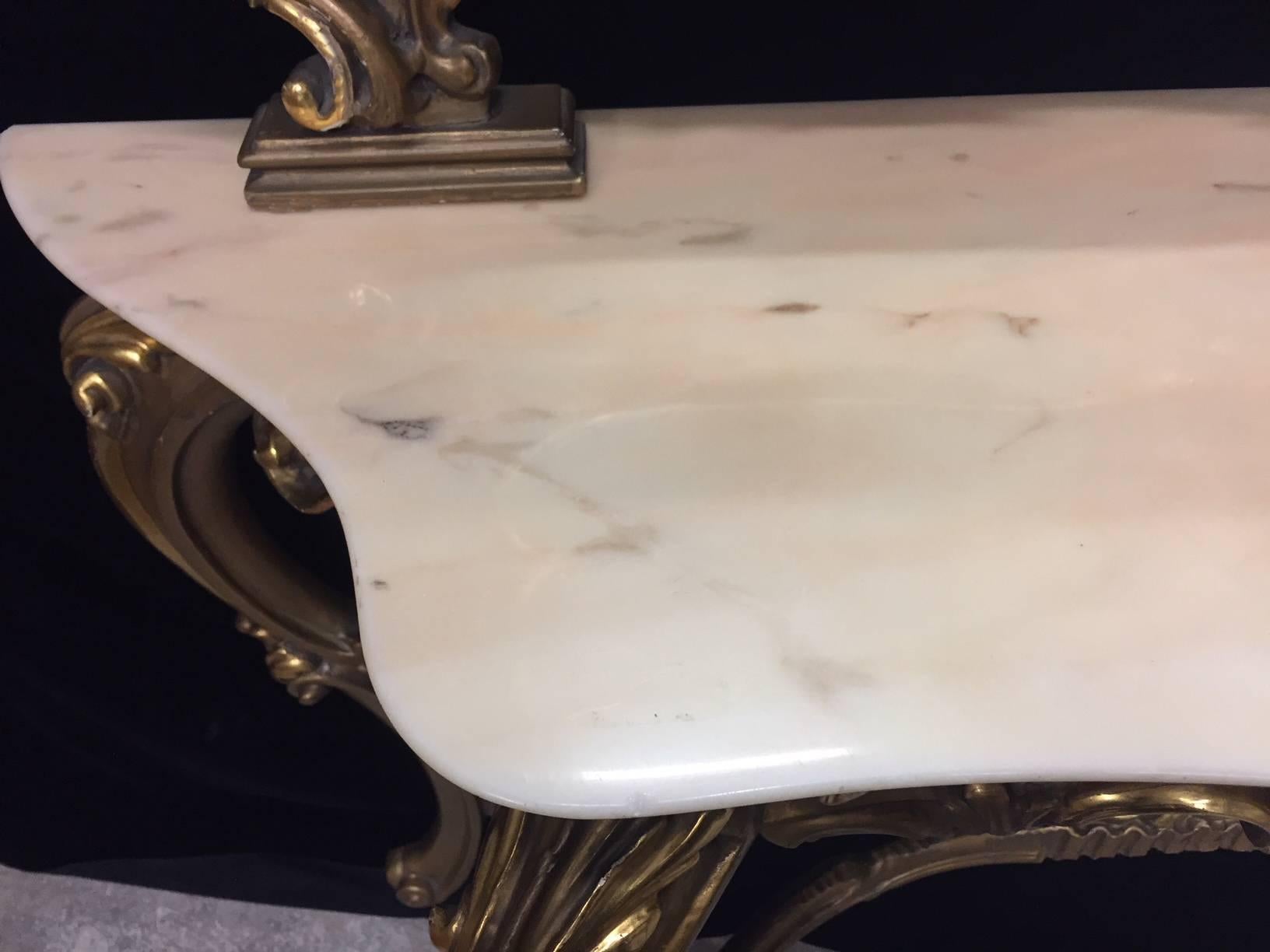 French Giltwood Console and Mirror with Marble Top 6