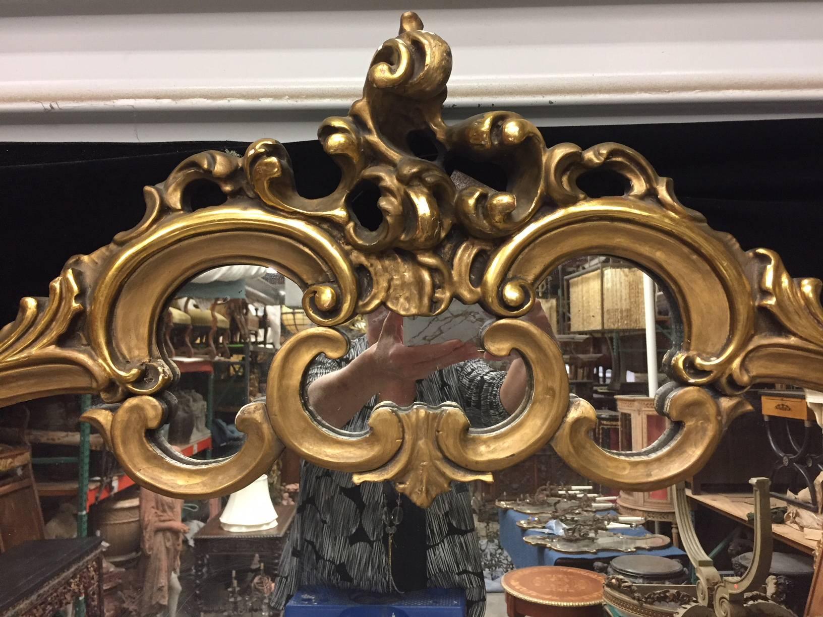 French Giltwood Console and Mirror with Marble Top 2