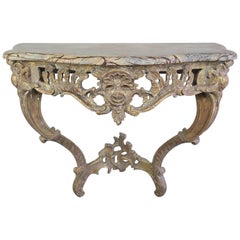 French Giltwood Console with Marble Top, circa 1930s