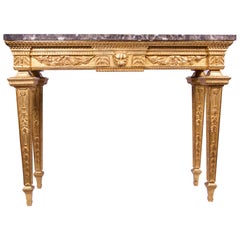 French Giltwood Console with Marble Top