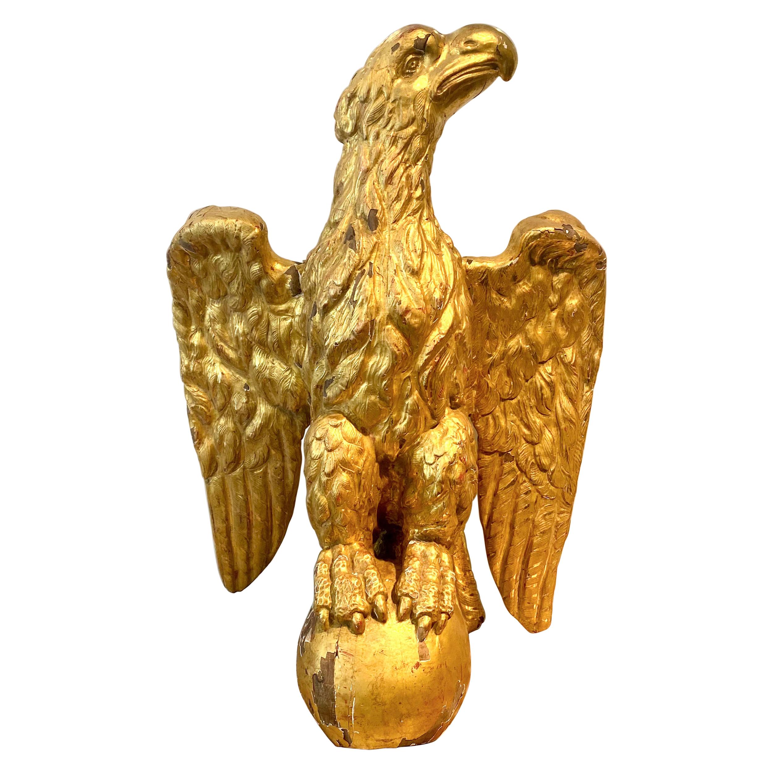 French Giltwood Eagle Sculpture For Sale