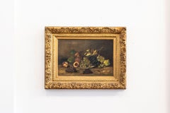 French Giltwood Framed 19th Century Oil on Canvas Painting Depicting Fruits