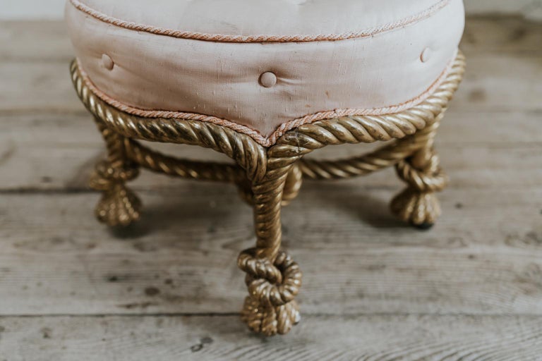 French Giltwood Knotted Rope Stool For Sale at 1stdibs