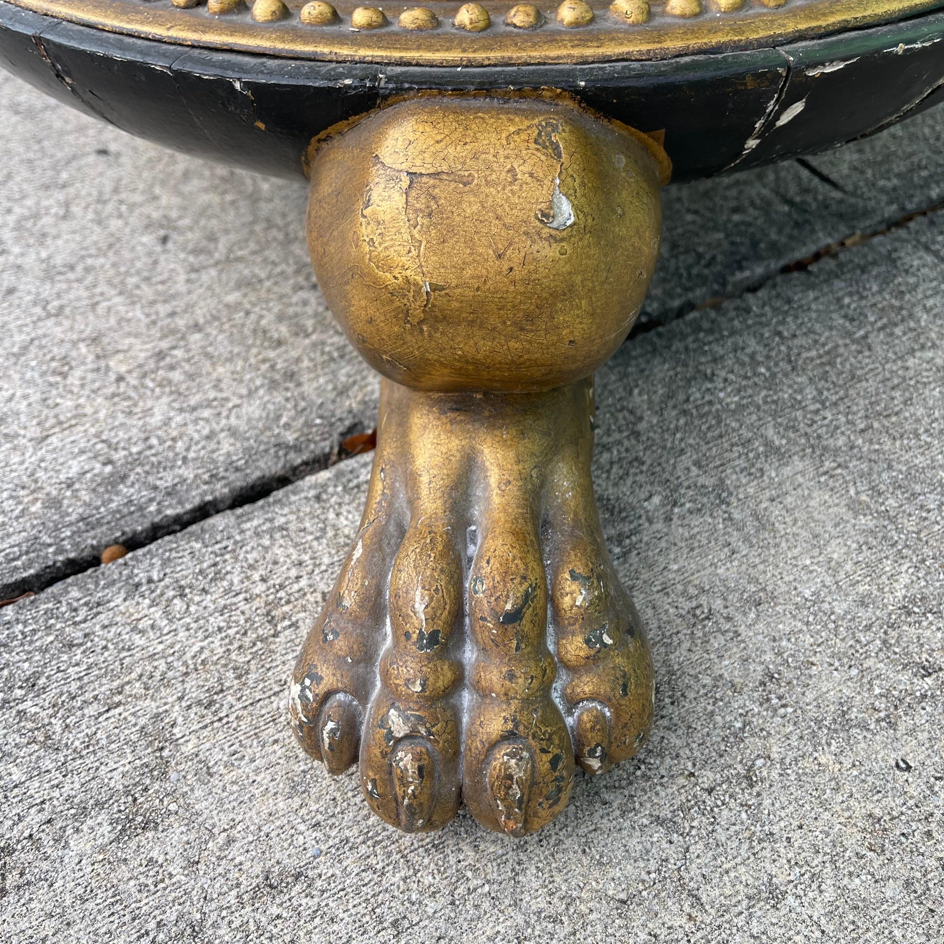 French Giltwood Lions Paw Foot Carved Gilded Wood Tripod Coffee Table 11