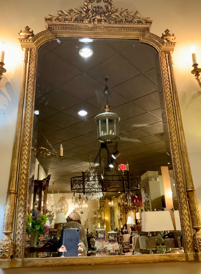 French Giltwood Louis XVI-Style Mirror, 19 Th Century For Sale 2