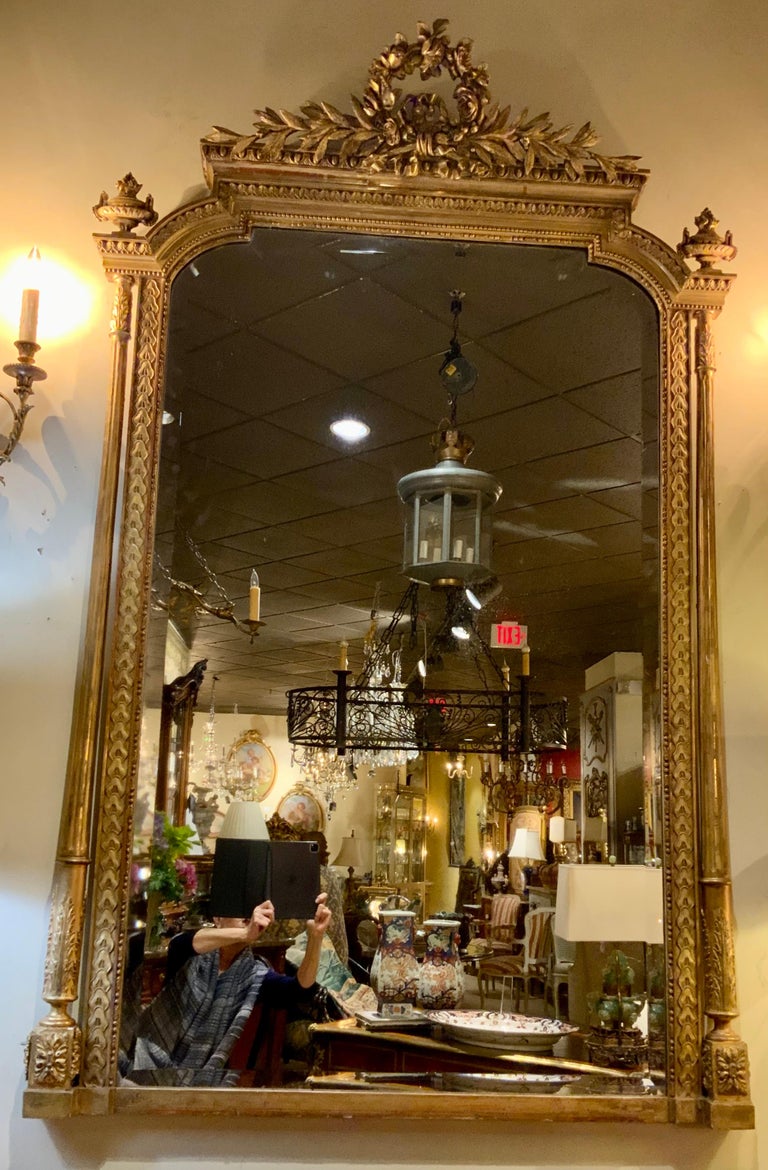French Giltwood Louis XVI-Style Mirror, 19 Th Century For Sale 3