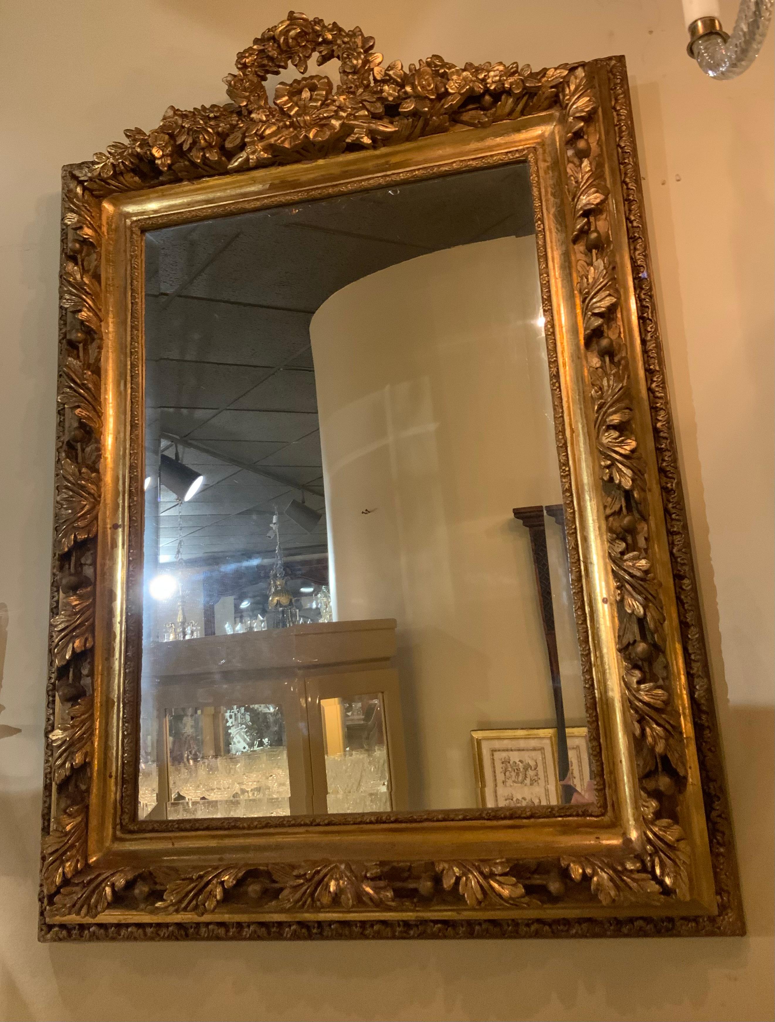 19th Century French giltwood mirror 19 th c. Louis XVI style For Sale