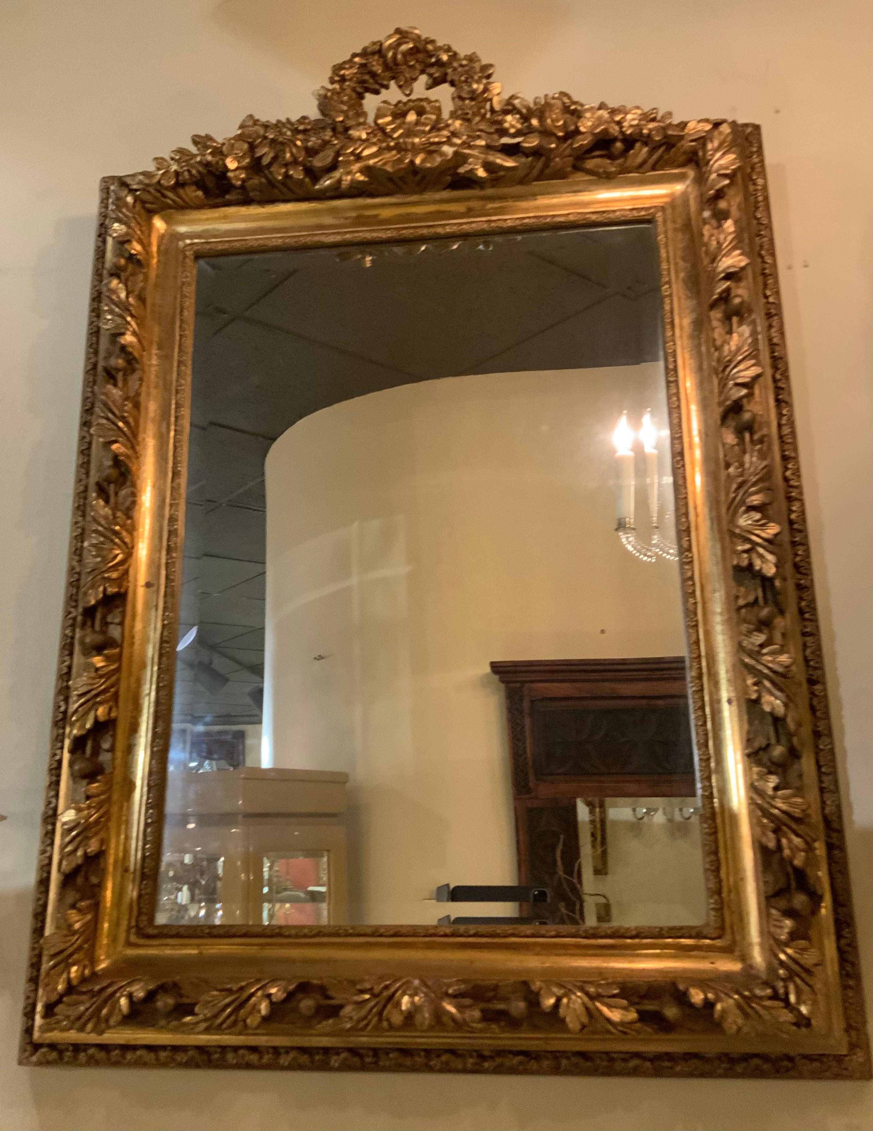 Giltwood French giltwood mirror 19 th c. Louis XVI style For Sale
