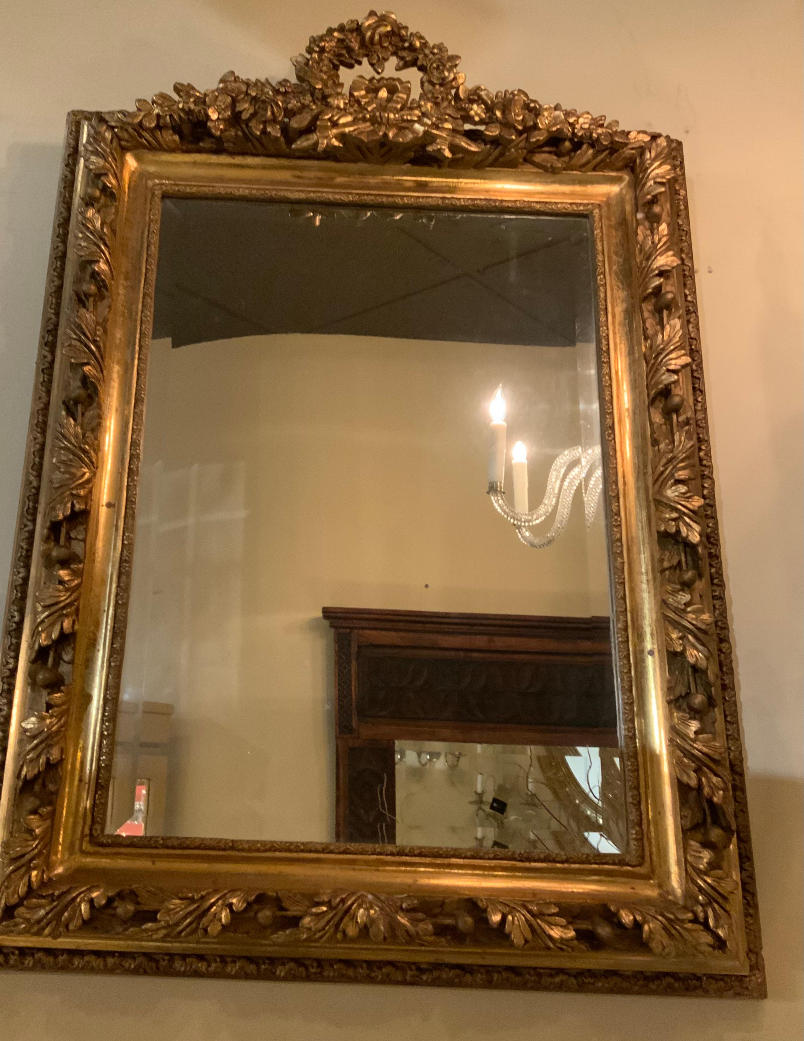 French giltwood mirror 19 th c. Louis XVI style For Sale 1