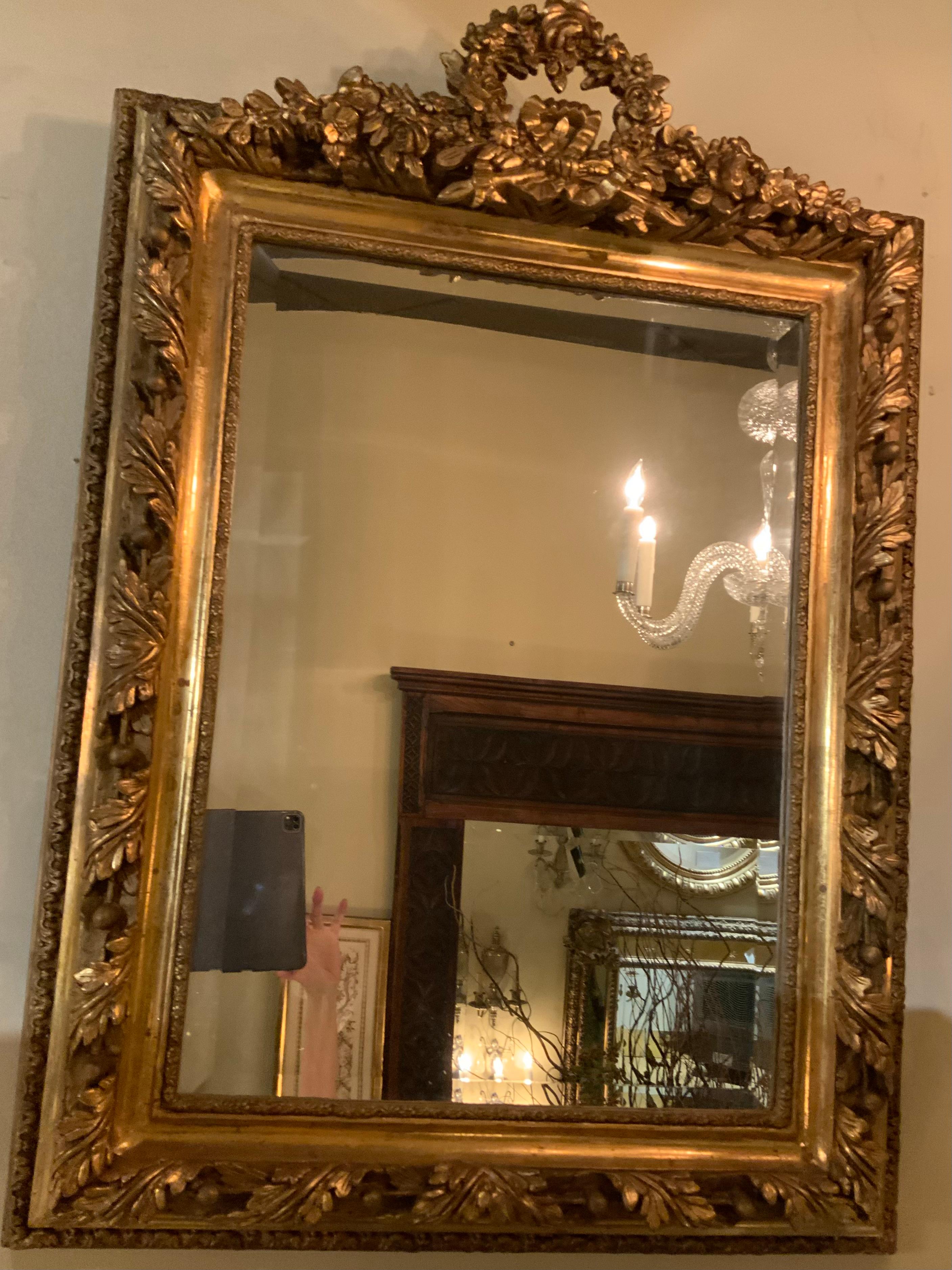 French giltwood mirror 19 th c. Louis XVI style For Sale 3