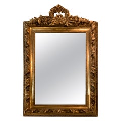 Miroir français en bois doré 19.C. Style Louis XVI
