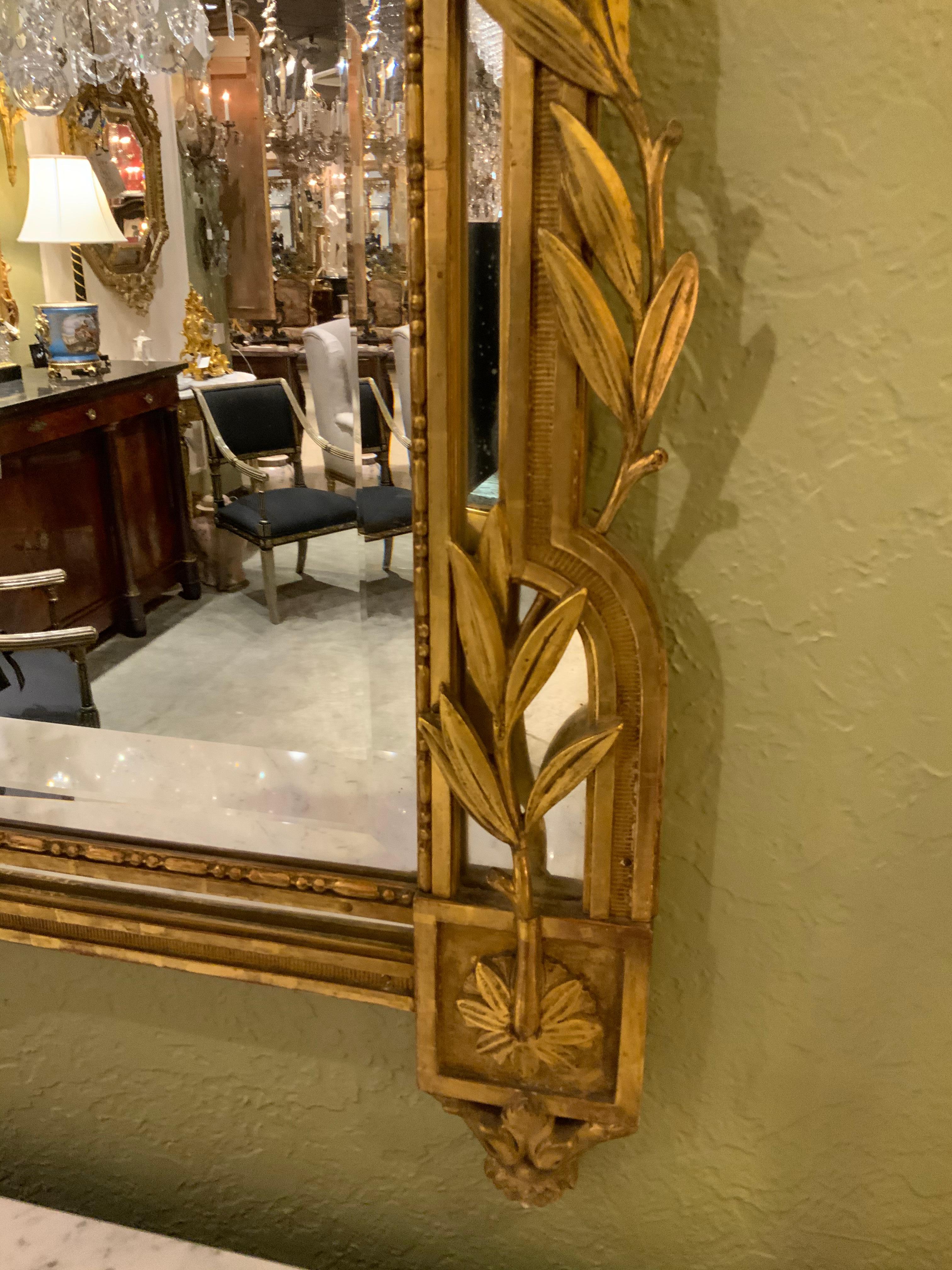 French Giltwood Mirror, 19th C. Beveled with Urn and Foliate Designs For Sale 2