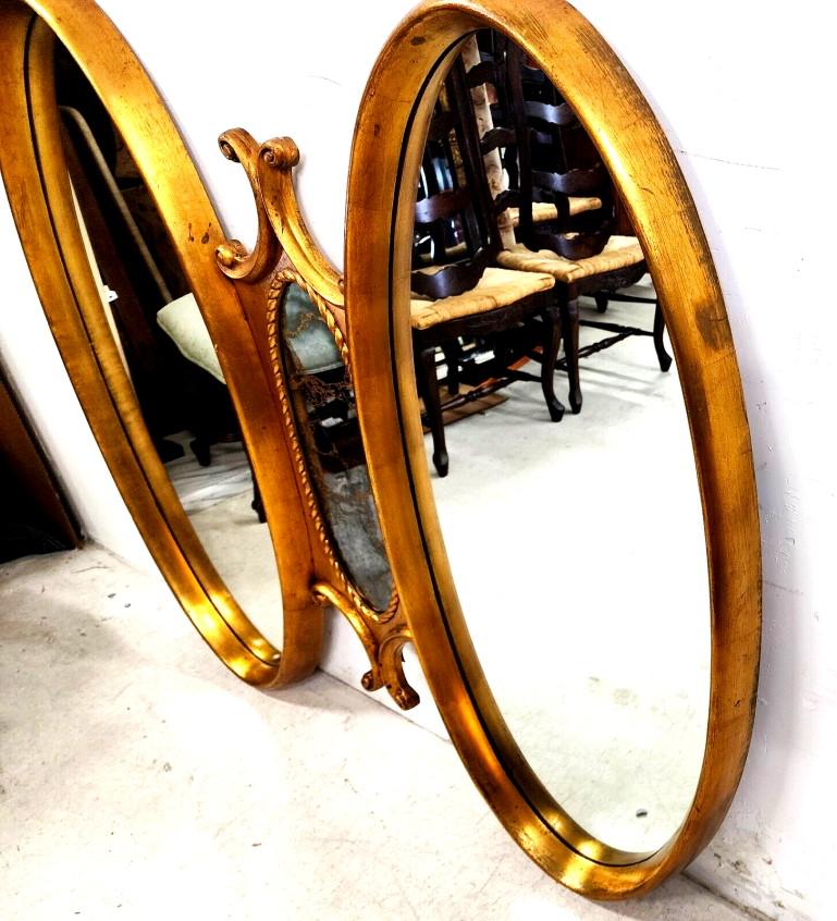 French Giltwood Mirror Gold Leaf Vintage Huge In Good Condition For Sale In Lake Worth, FL