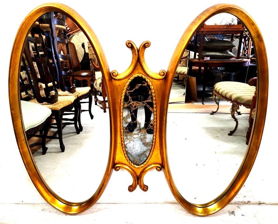French Giltwood Mirror Gold Leaf Vintage Huge For Sale 1