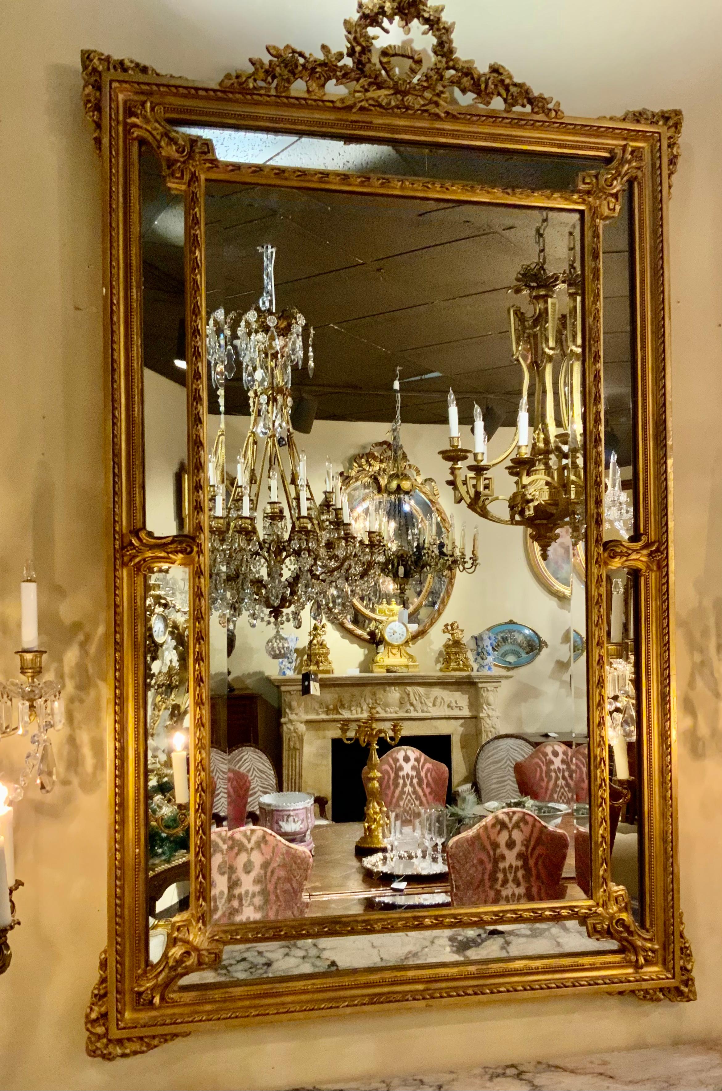 19th Century French Giltwood Mirror in the Louis XVI-Style, 19 Th Century with Beveled Plate For Sale