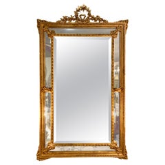 Specchio francese in legno dorato in stile Luigi XVI, 19° secolo con piastra smussata