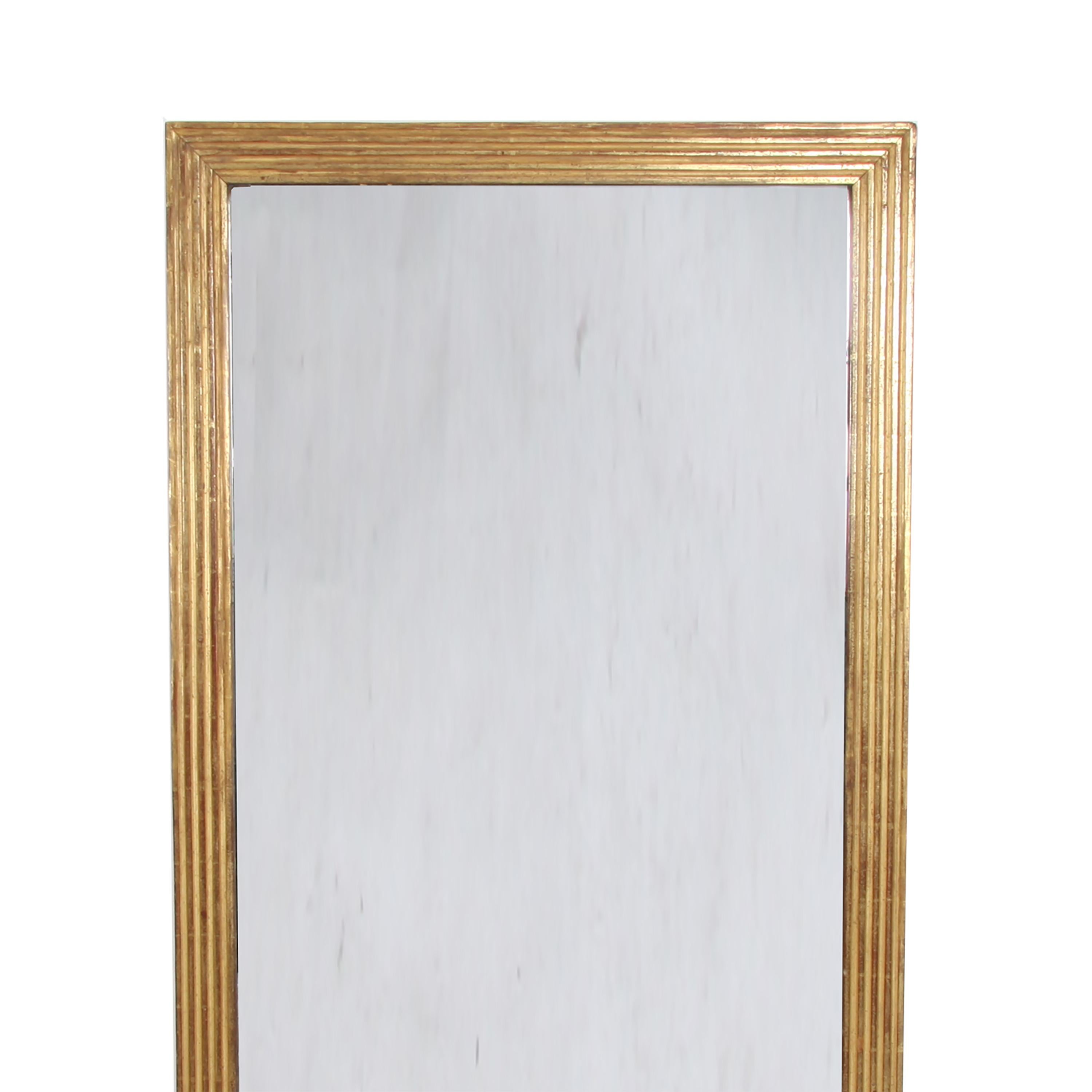 French 19th century giltwood mirror, it has a lovely reeded frame, original mercury glass and a panelled back.