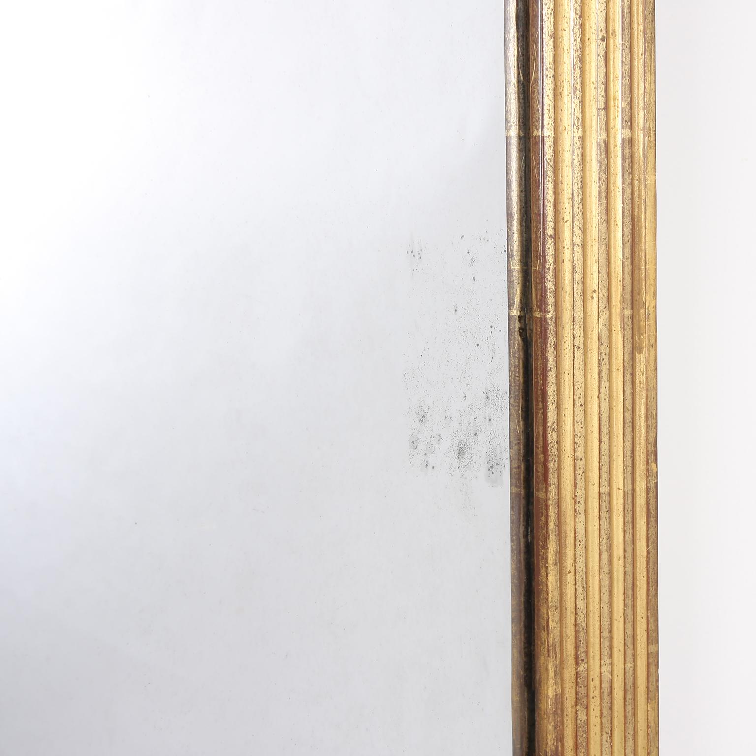 19th Century French Giltwood Mirror with Reeded Frame