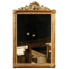 French Giltwood Mirror with Shell-Carved Crest and Floral Motifs, circa 1880