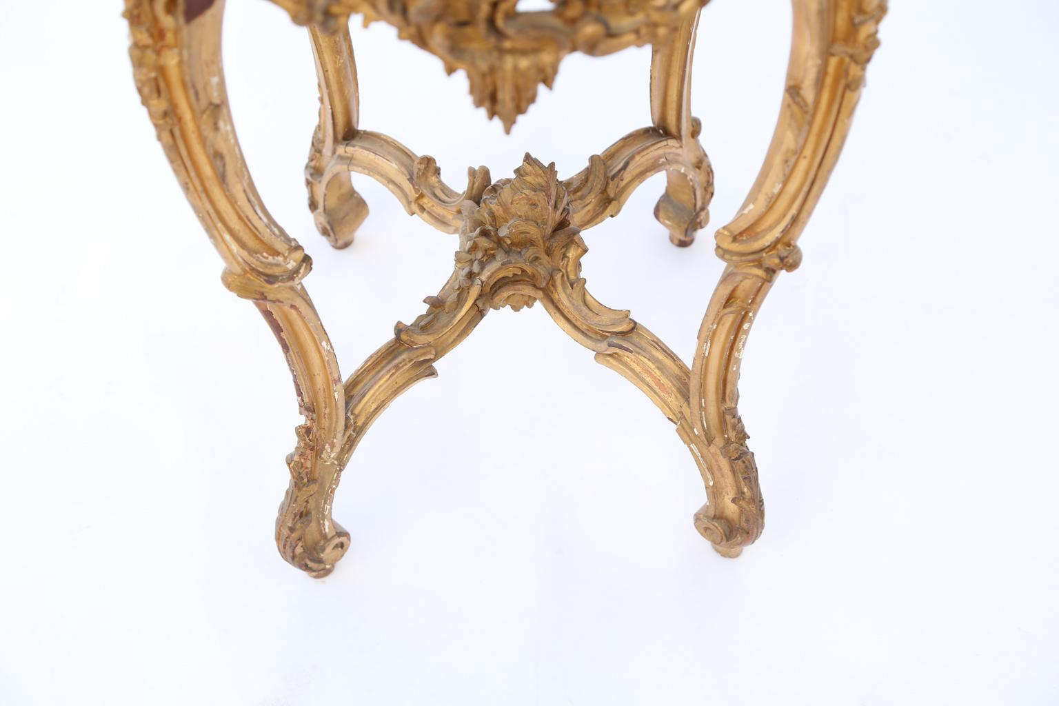 French Giltwood Occasional Table with Rouge Marble Top, 19th Century 2