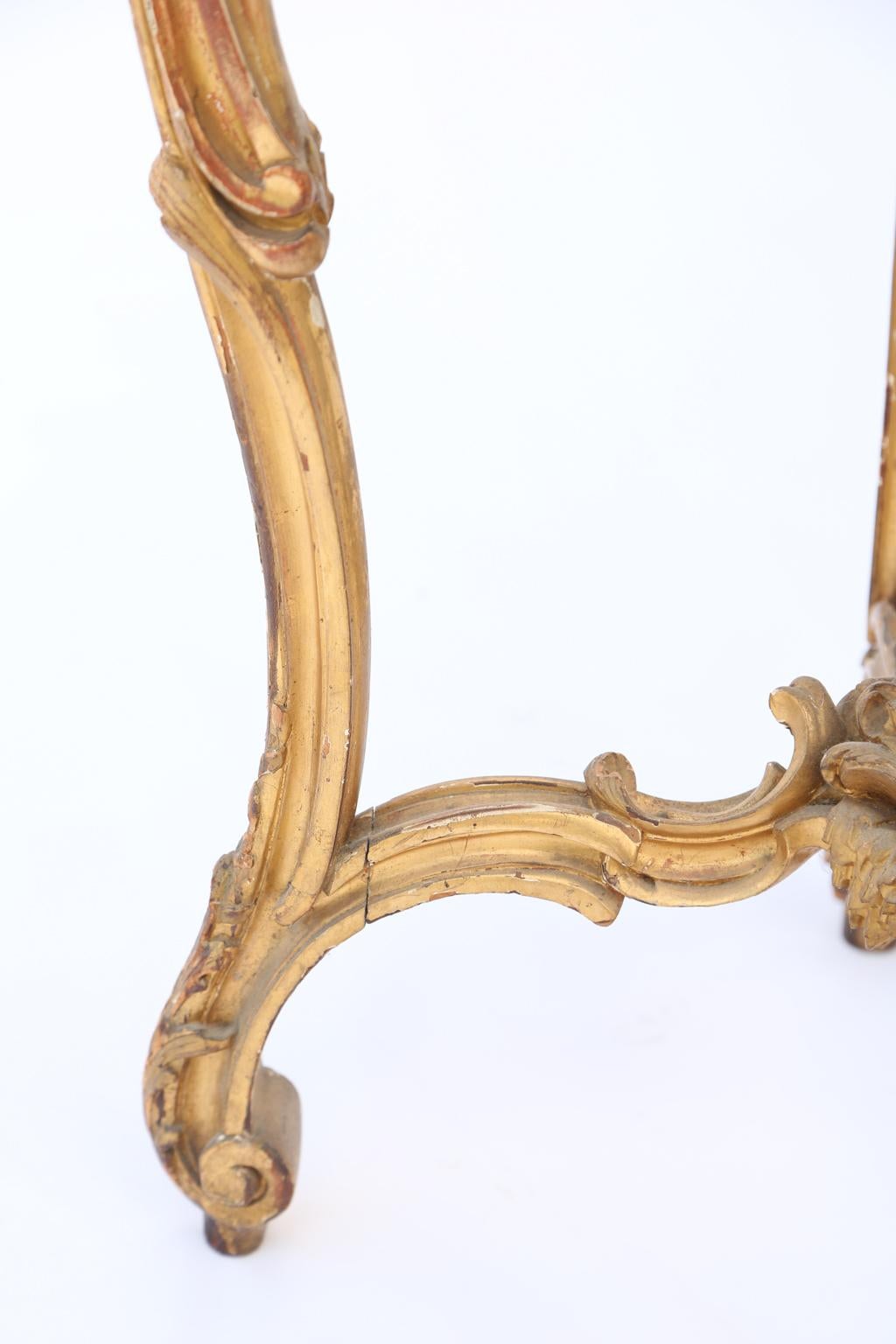 French Giltwood Occasional Table with Rouge Marble Top, 19th Century 3