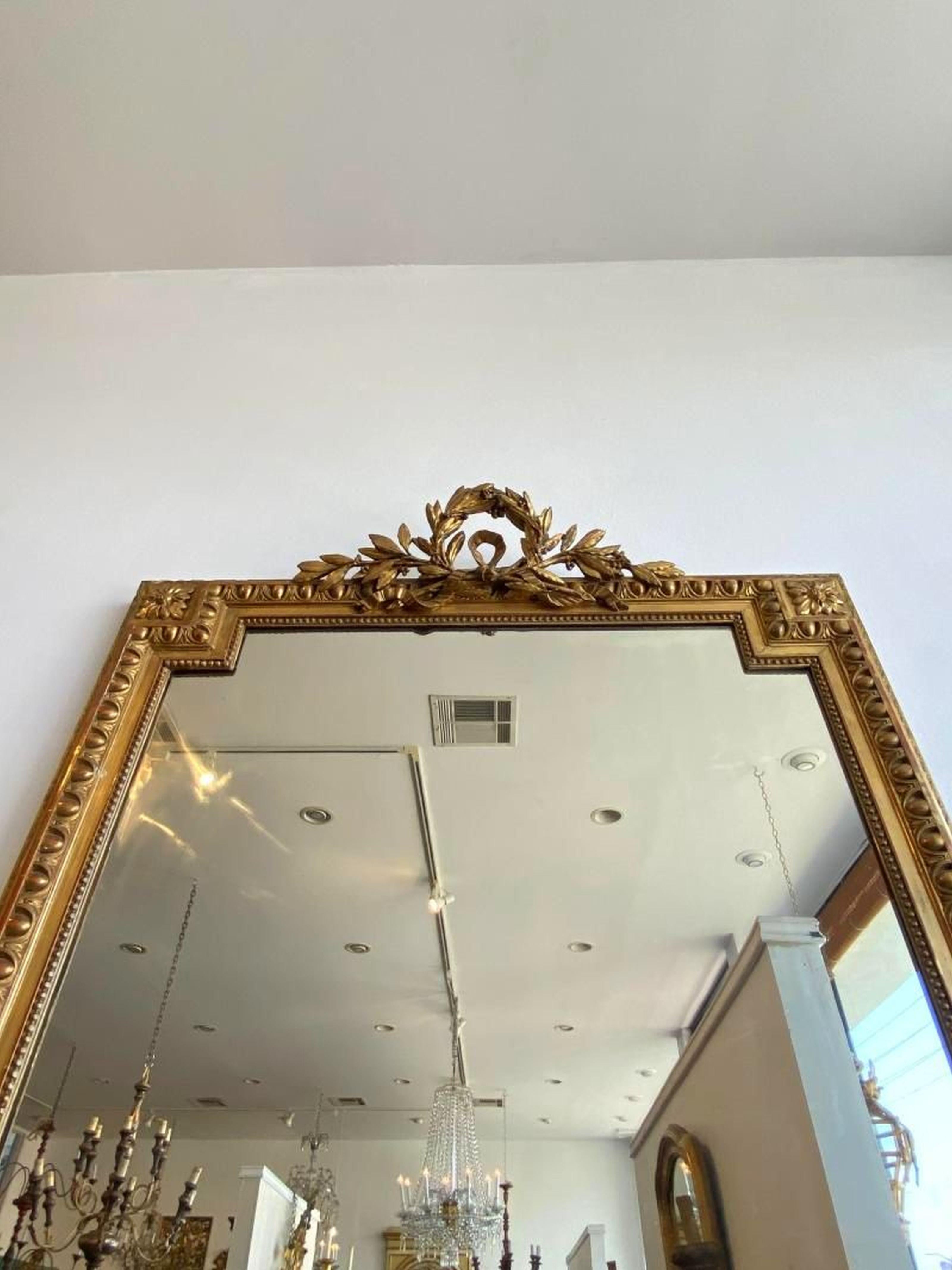 Carved French Giltwood Pier Mirror, circa 1820 For Sale