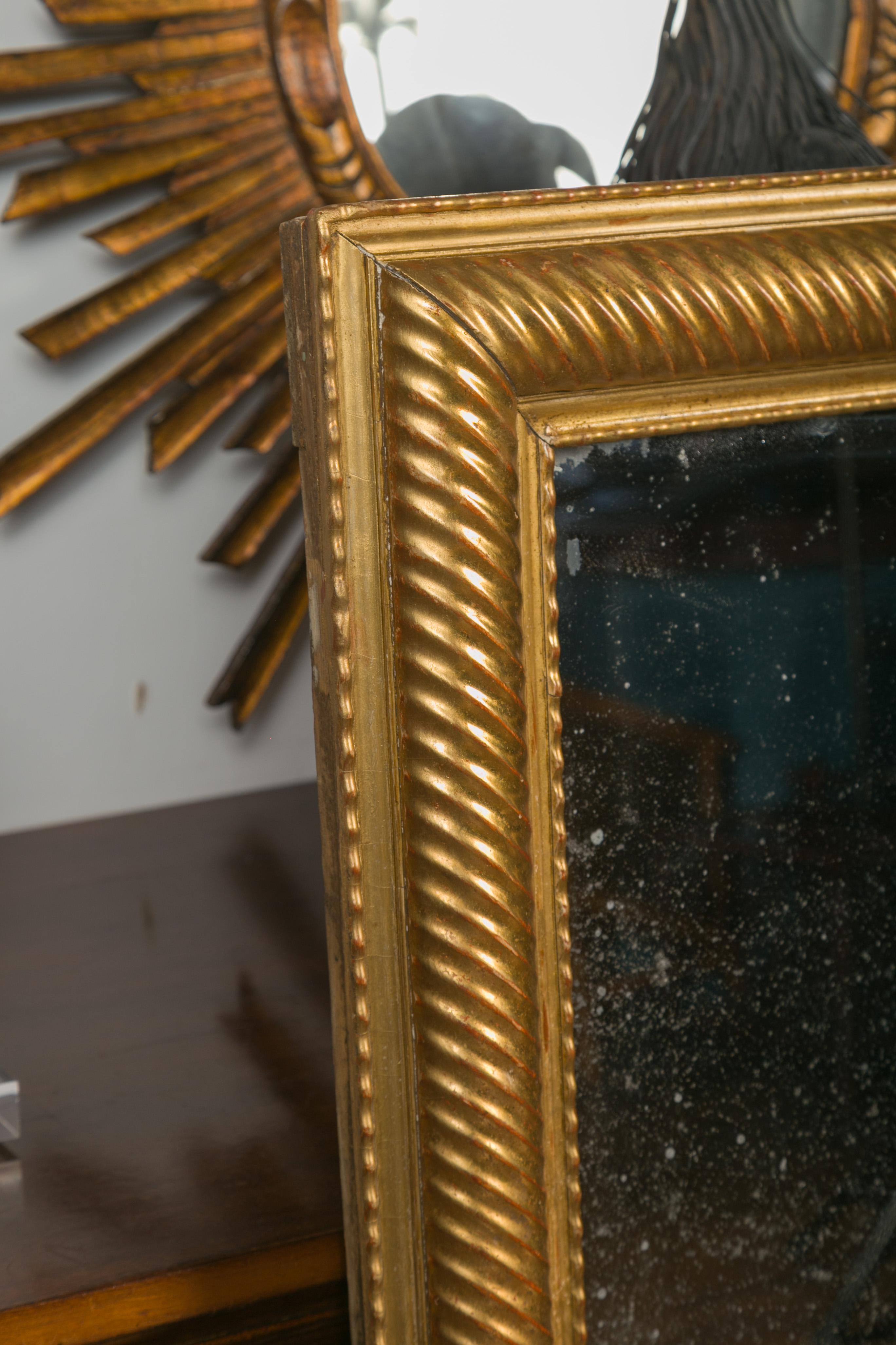 French Giltwood Rectangular Mirror with Twisted Motifs, circa 1900 For Sale 7