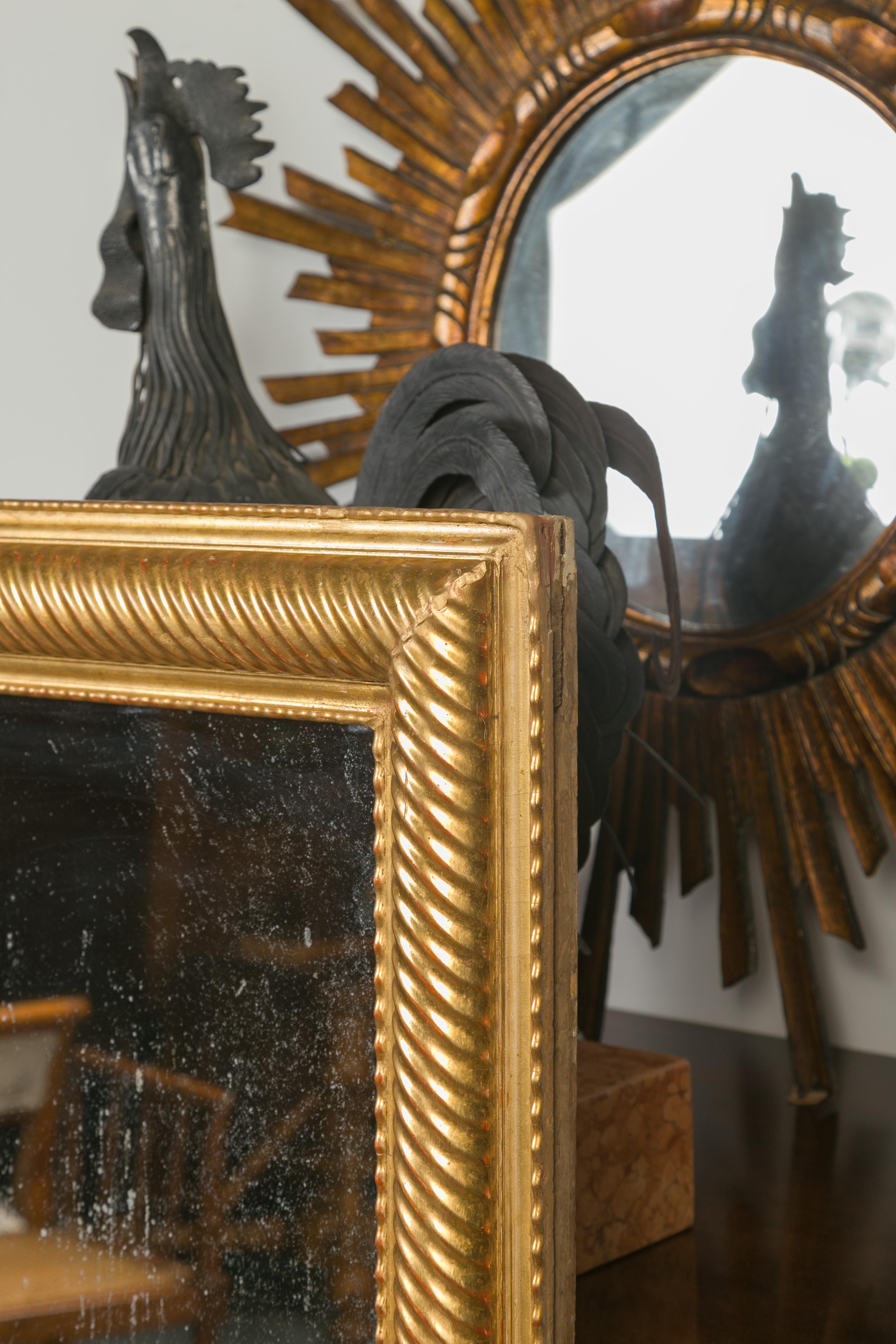 French Giltwood Rectangular Mirror with Twisted Motifs, circa 1900 For Sale 8