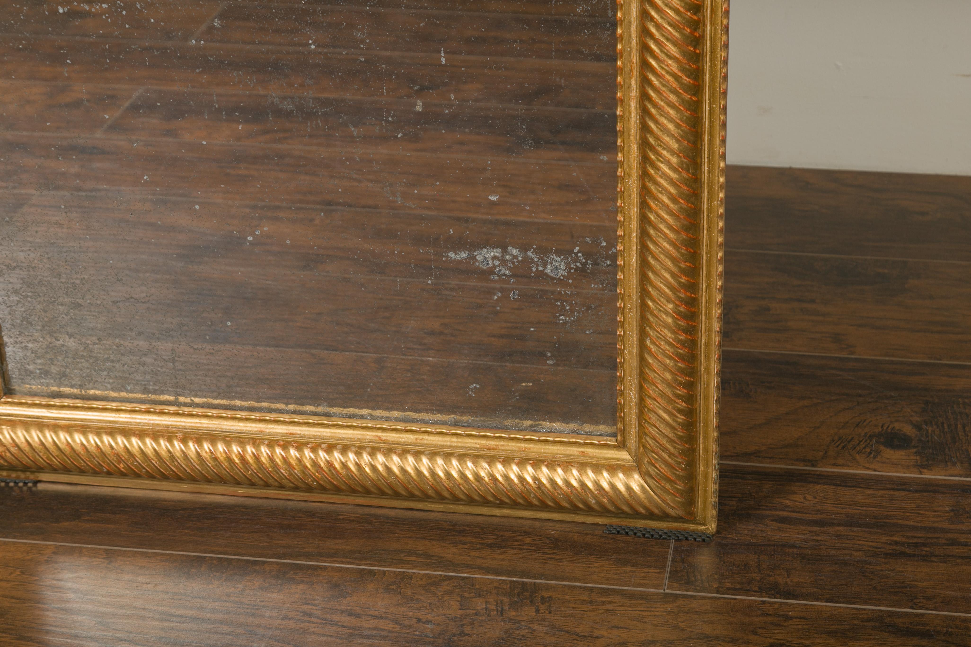 French Giltwood Rectangular Mirror with Twisted Motifs, circa 1900 For Sale 3