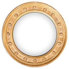 French Giltwood Round Bullseye Convex Mirror, circa 1950