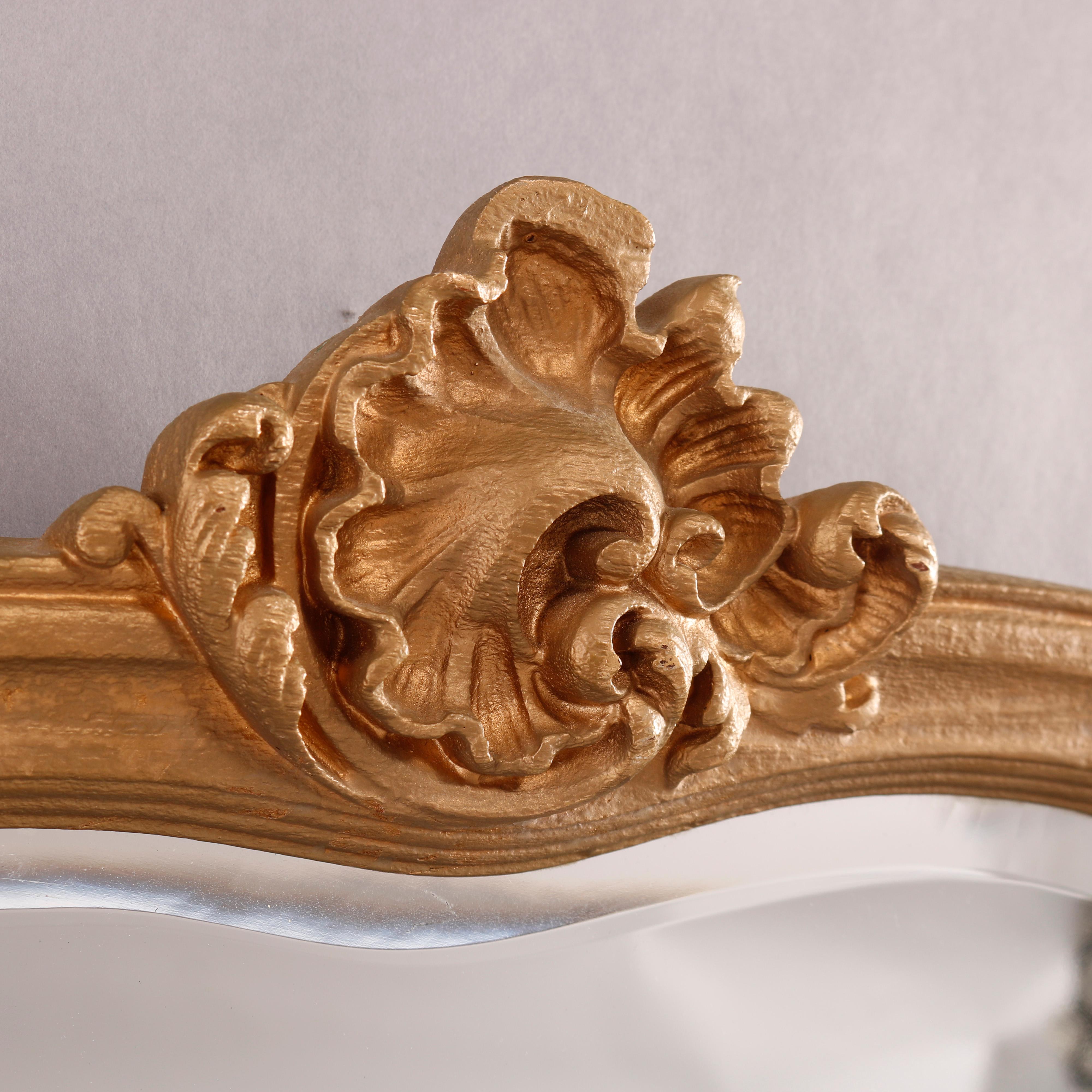 French Rococo Style Giltwood Shaped & Beveled Wall Mirror, 20th C In Good Condition In Big Flats, NY