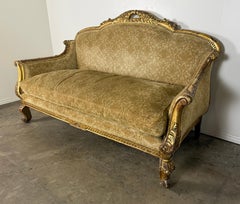 Canapé français en bois doré, style Louis XV, fin 19e-début 20e siècle