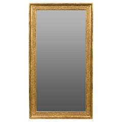 Antique French Giltwood Split Glass Mirror with Carved Foliage and Rosettes, circa 1900