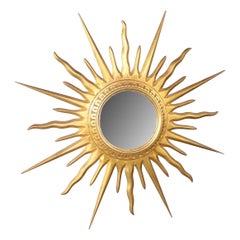 Miroir convexe Sunburst Garanti Bois Sculpte C.D.V. Bruxelles