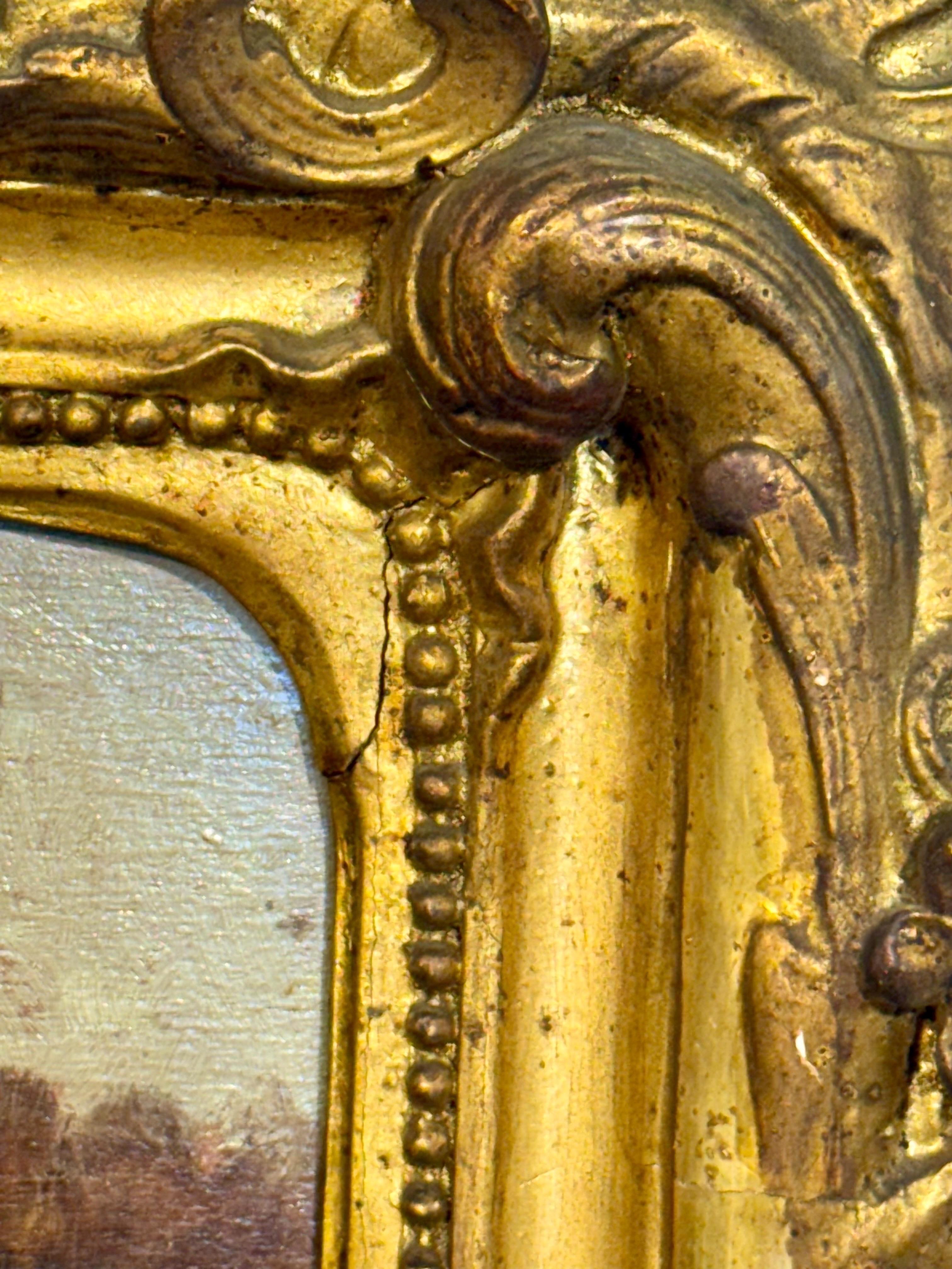 Espejo francés Trumeau de madera dorada con cristal biselado, firmado Crassous Fils 1919 en venta 9