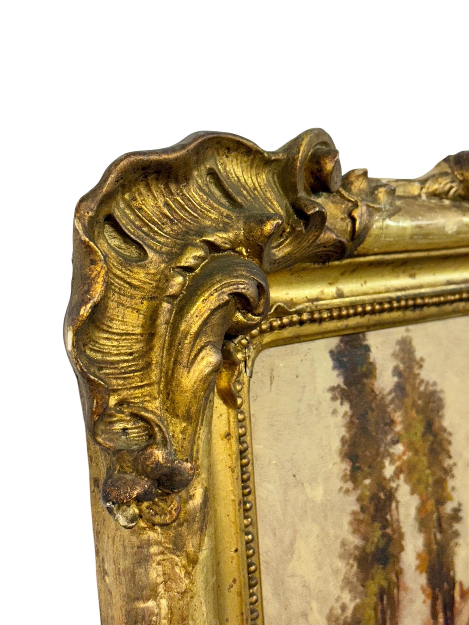 Espejo francés Trumeau de madera dorada con cristal biselado, firmado Crassous Fils 1919 en venta 10