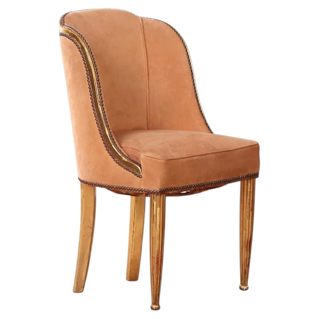French Giltwood Upholstered Accent Chair, Circa 1930 For Sale
