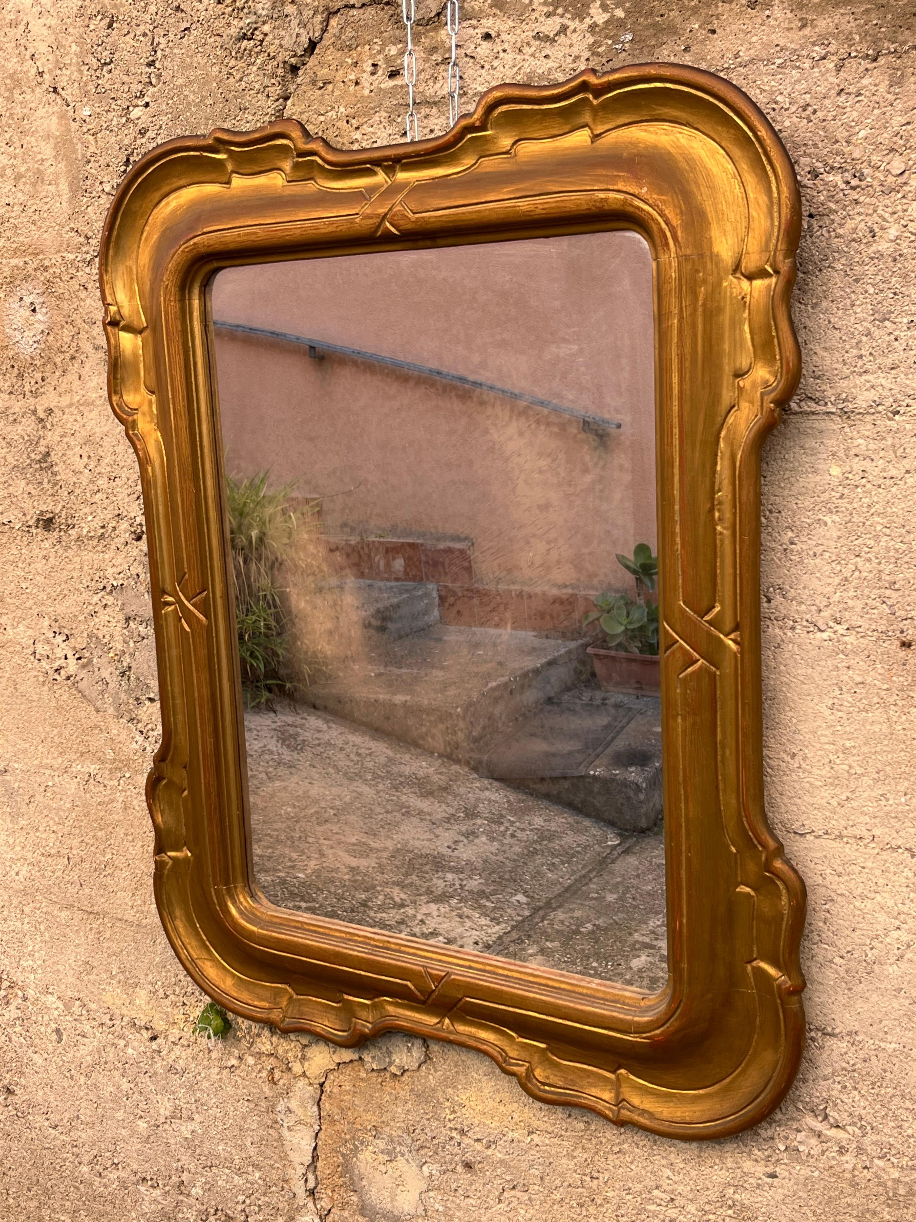 French Giltwood Wall Mirror 1950s For Sale 9