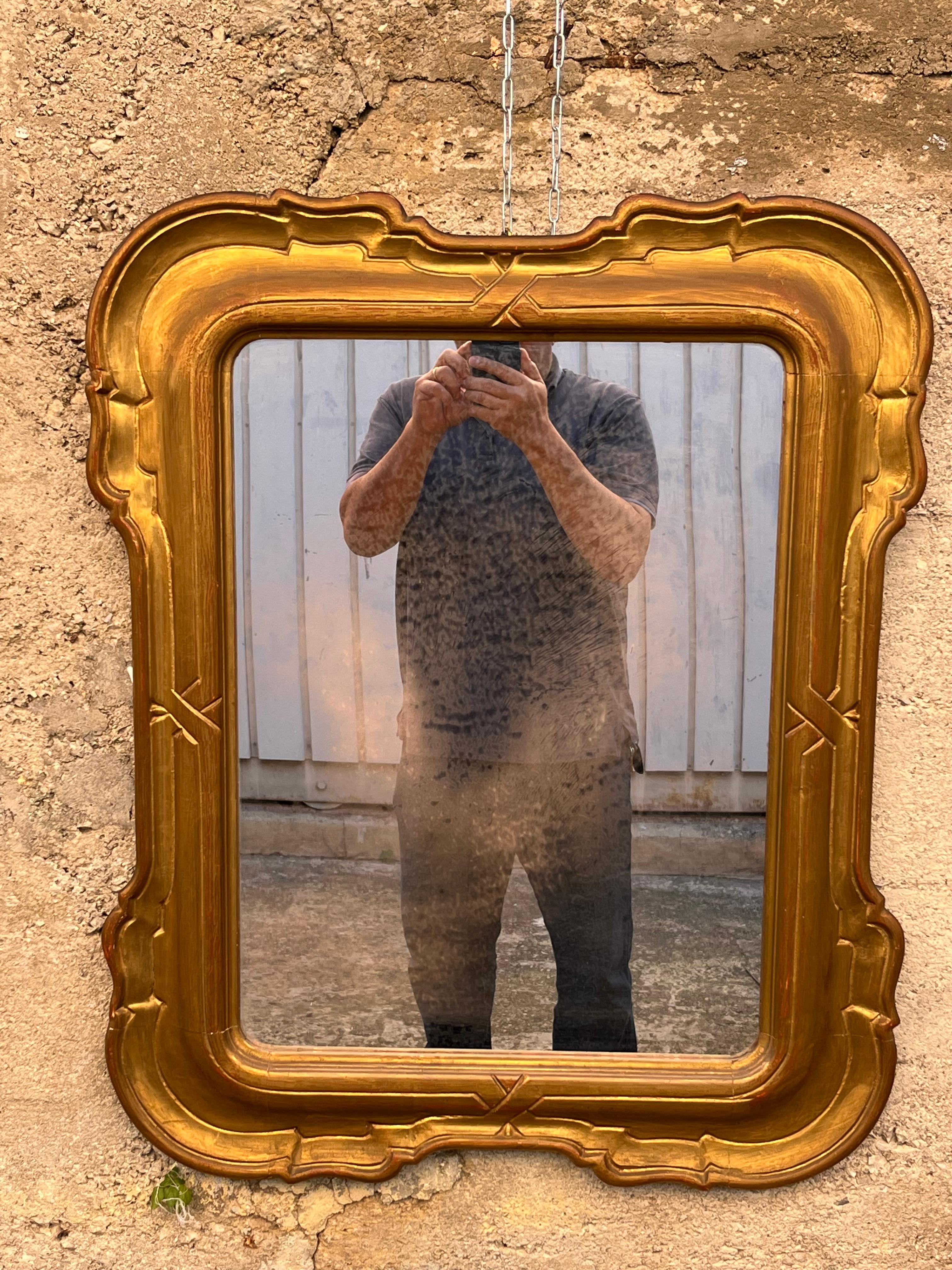 French Giltwood Wall Mirror 1950s For Sale 3